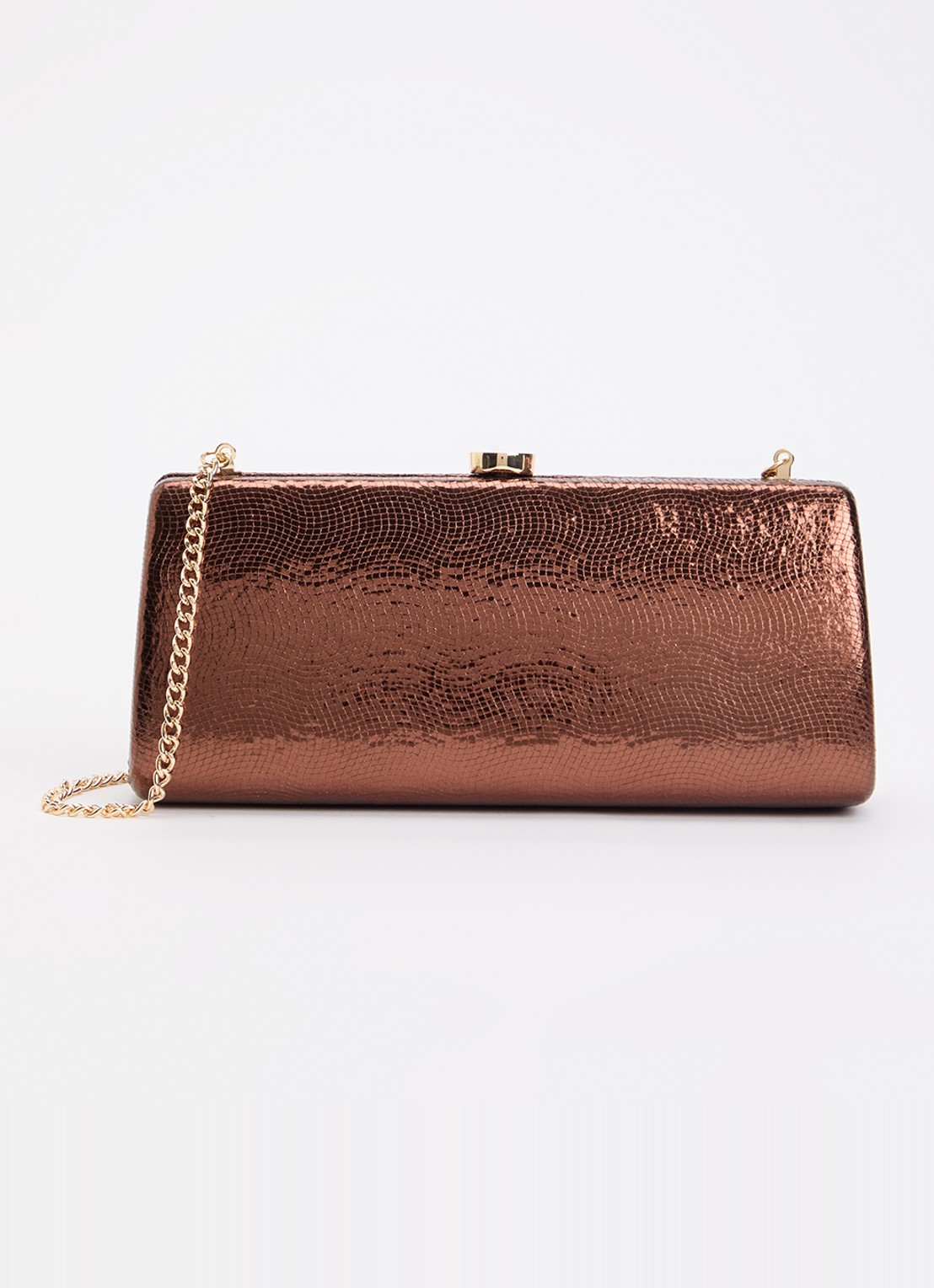 Dune London Belinda clutch met afneembare schouderriem - voorkant 2 roestbruin