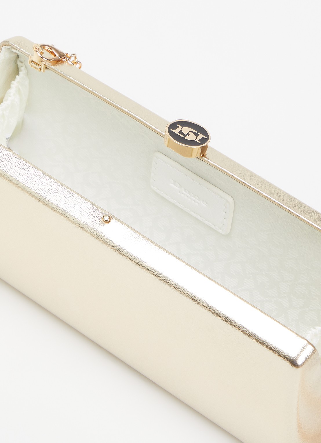 Dune London Belinda clutch met afneembare schouderriem - detail 2 goud