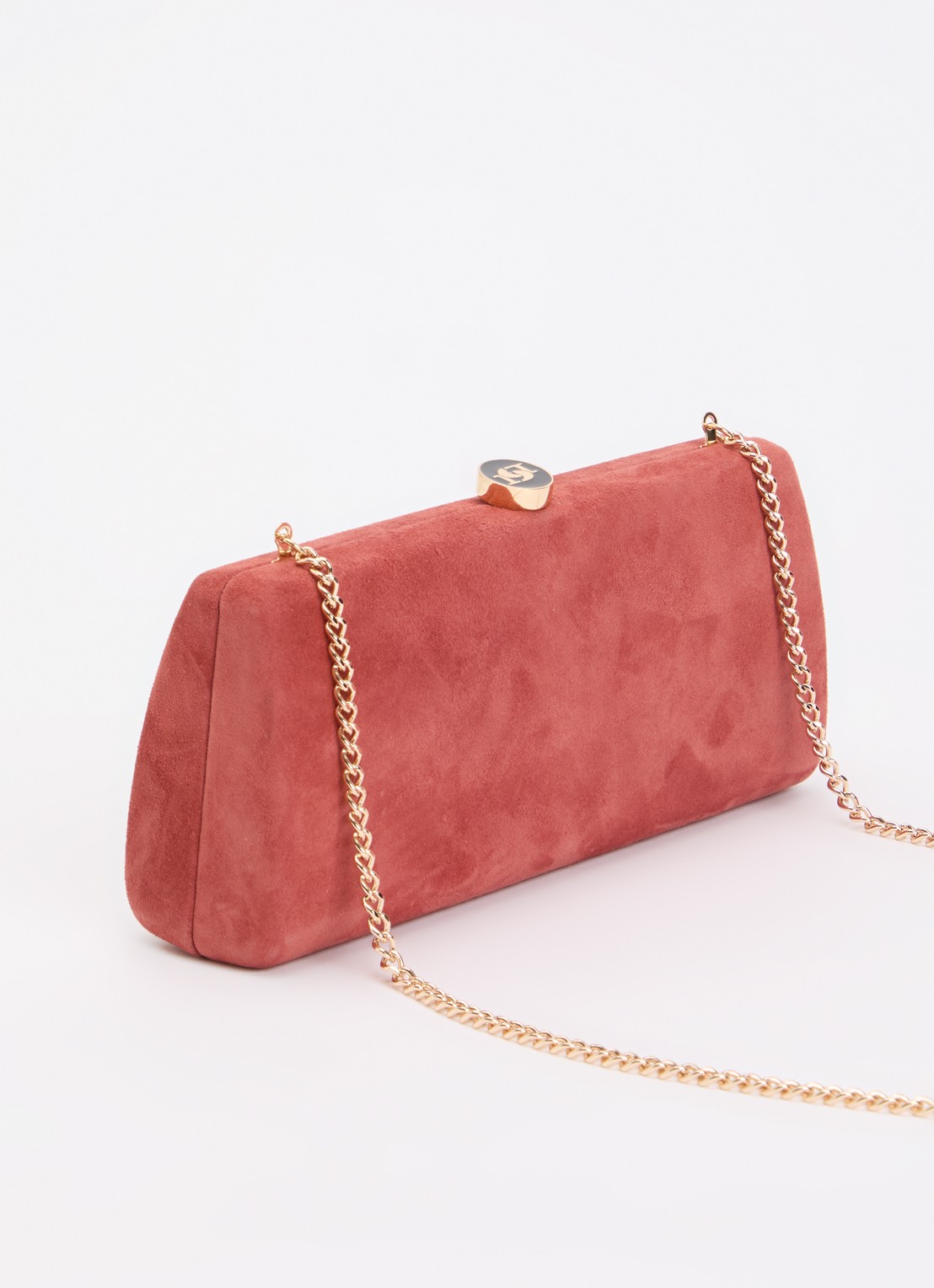 Dune London Belinda clutch met afneembare schouderriem - achterkant steenrood