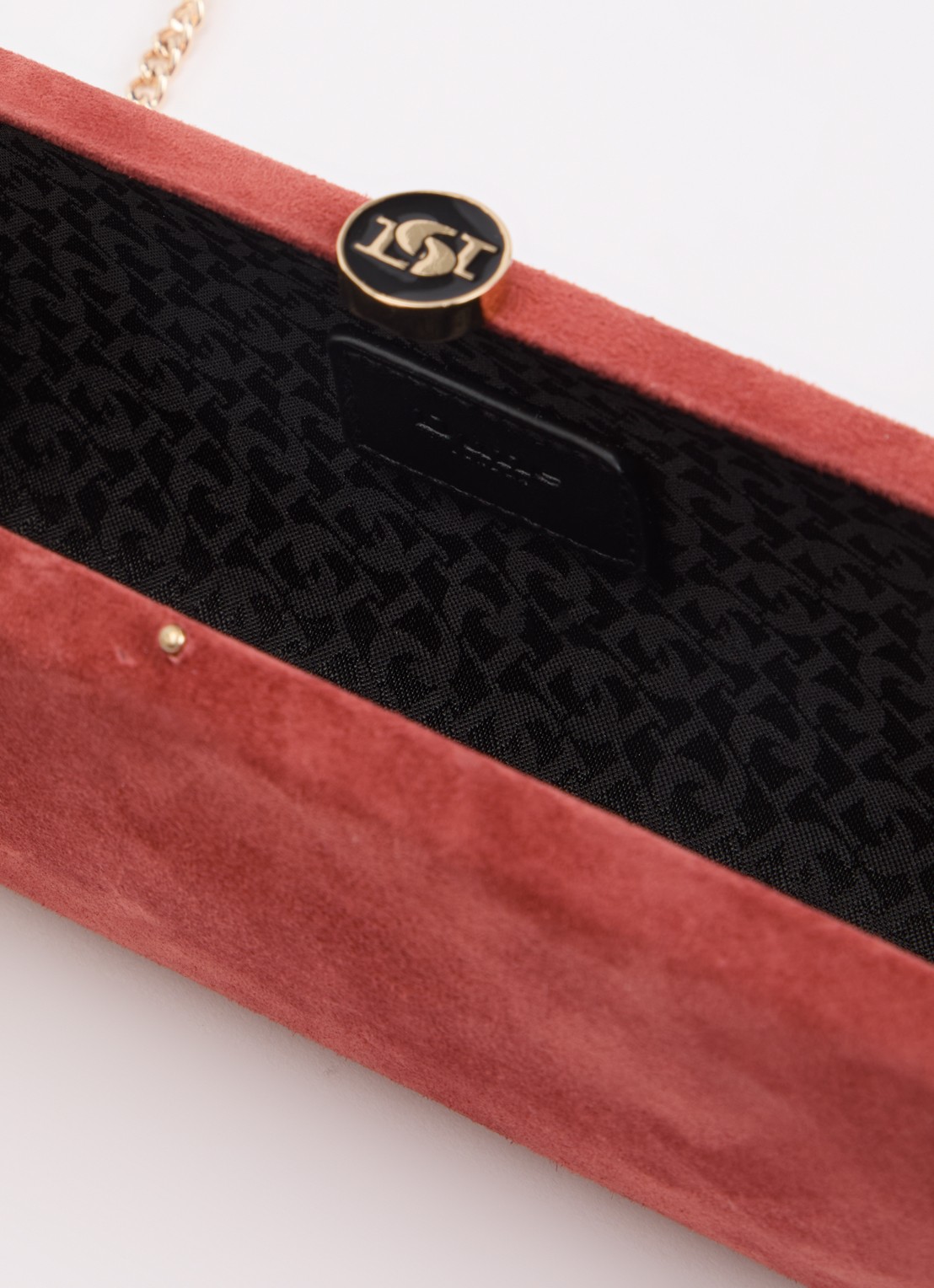 Dune London Belinda clutch met afneembare schouderriem - detail 3 steenrood
