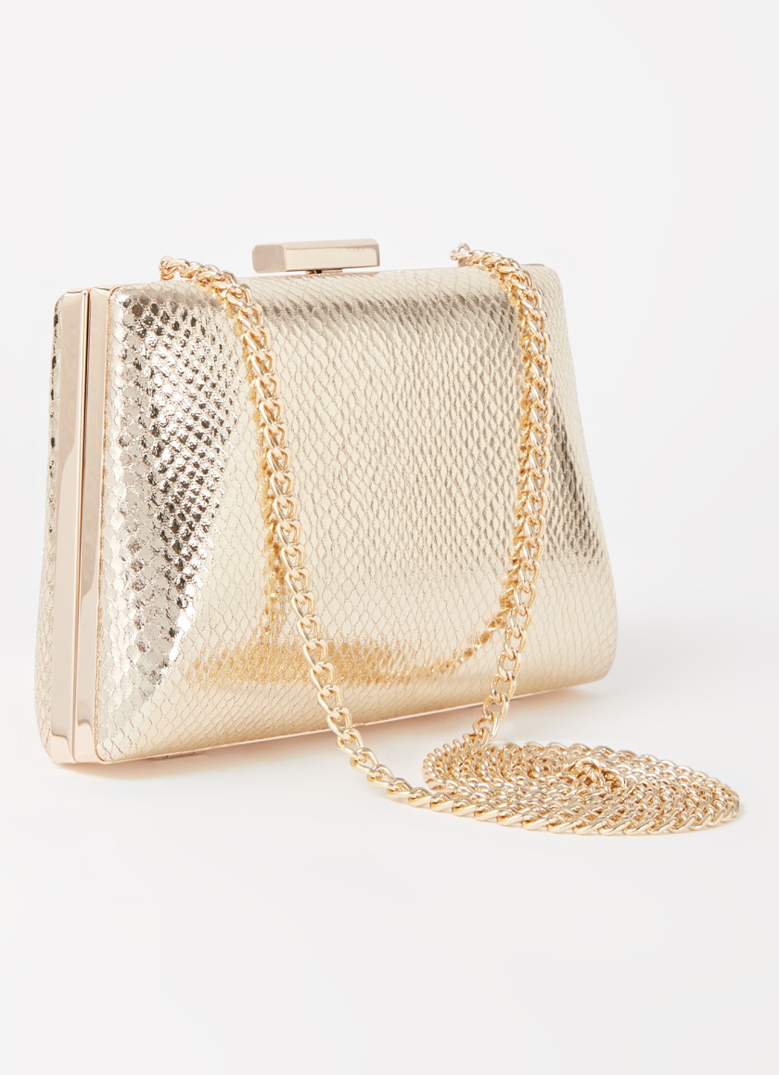 Dune London Bellaria clutch met afneembare schouderriem - achterkant 2 goud