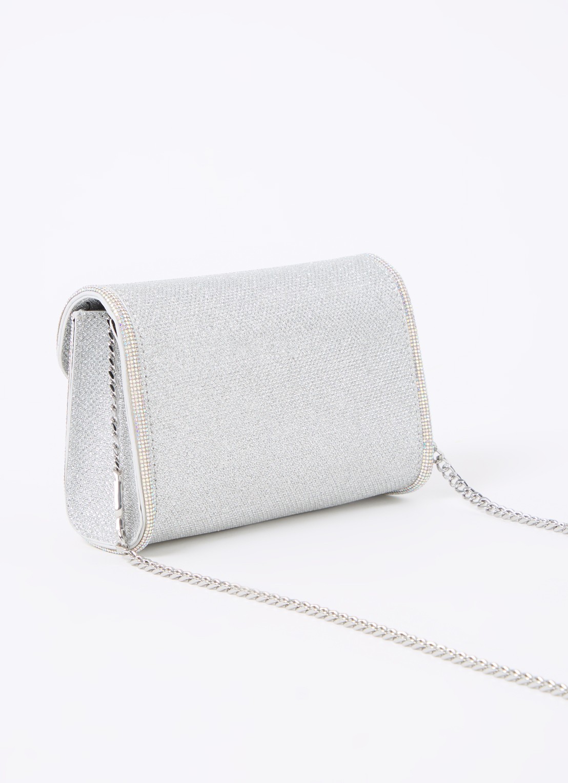 Dune London Bellini clutch met logo - achterkant 4 zilver
