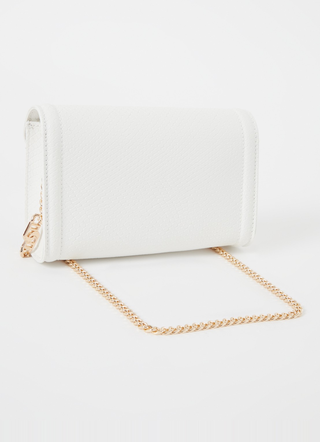 Dune London Bellini clutch met logo - achterkant gebroken wit