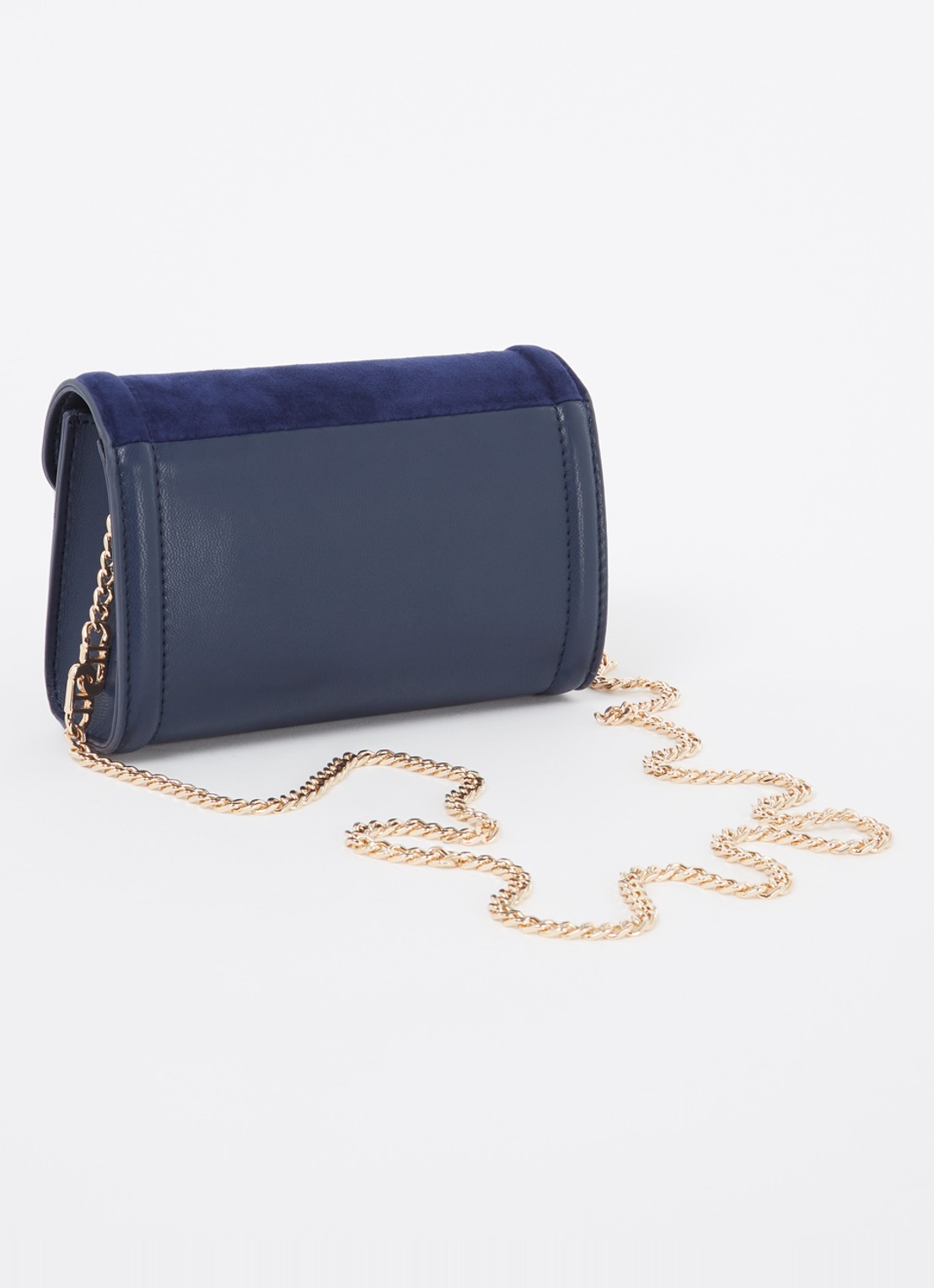 Dune London Bellini clutch met logo - achterkant 4 donkerblauw