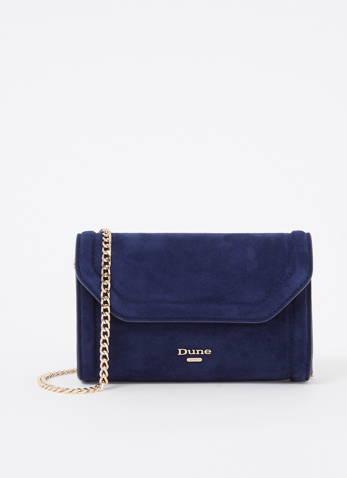 Dune London Bellini clutch met logo - voorkant 3 donkerblauw