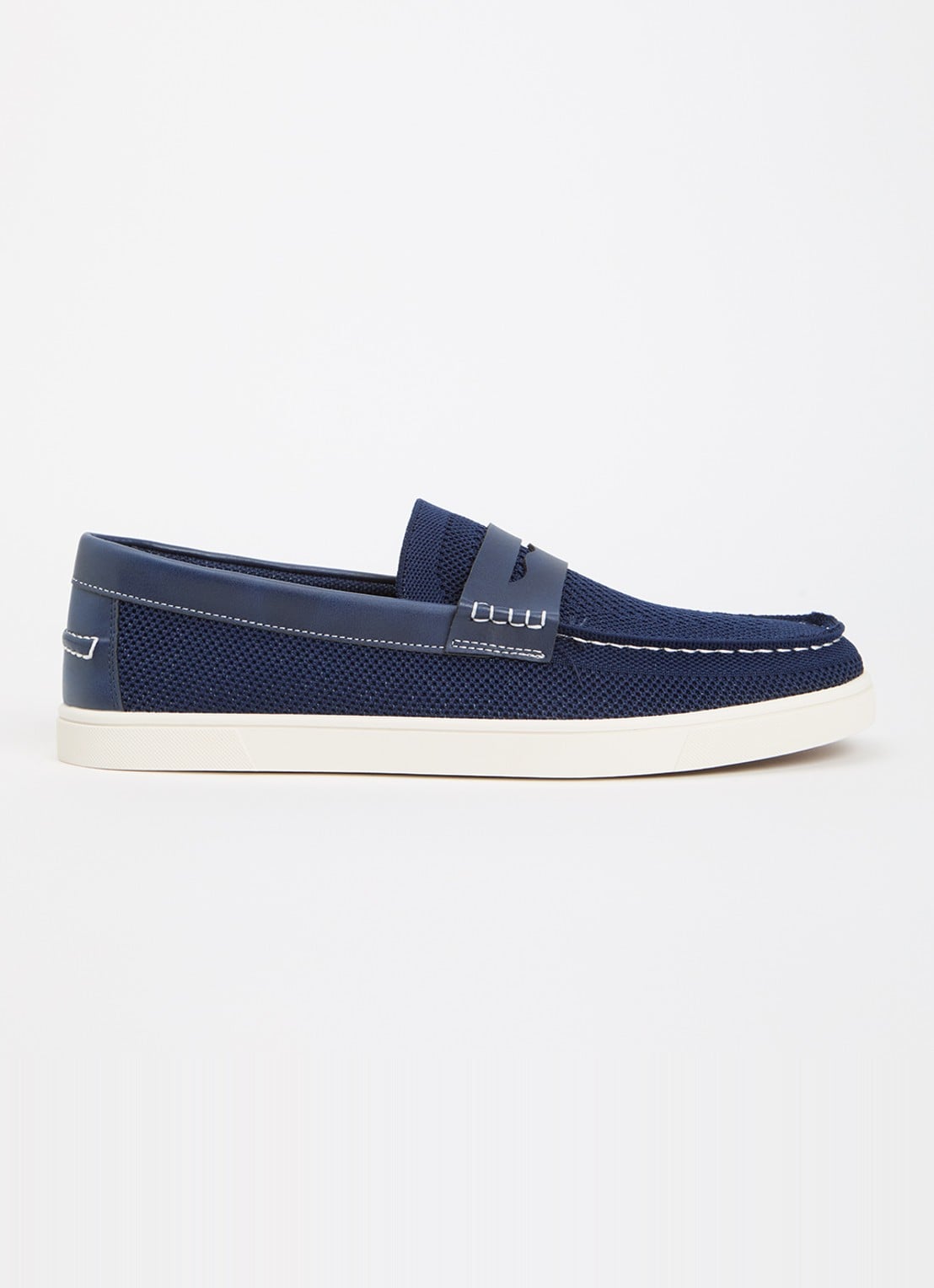 Dune London Benzy loafer met gebreid bovenwerk - voorkant 5 donkerblauw