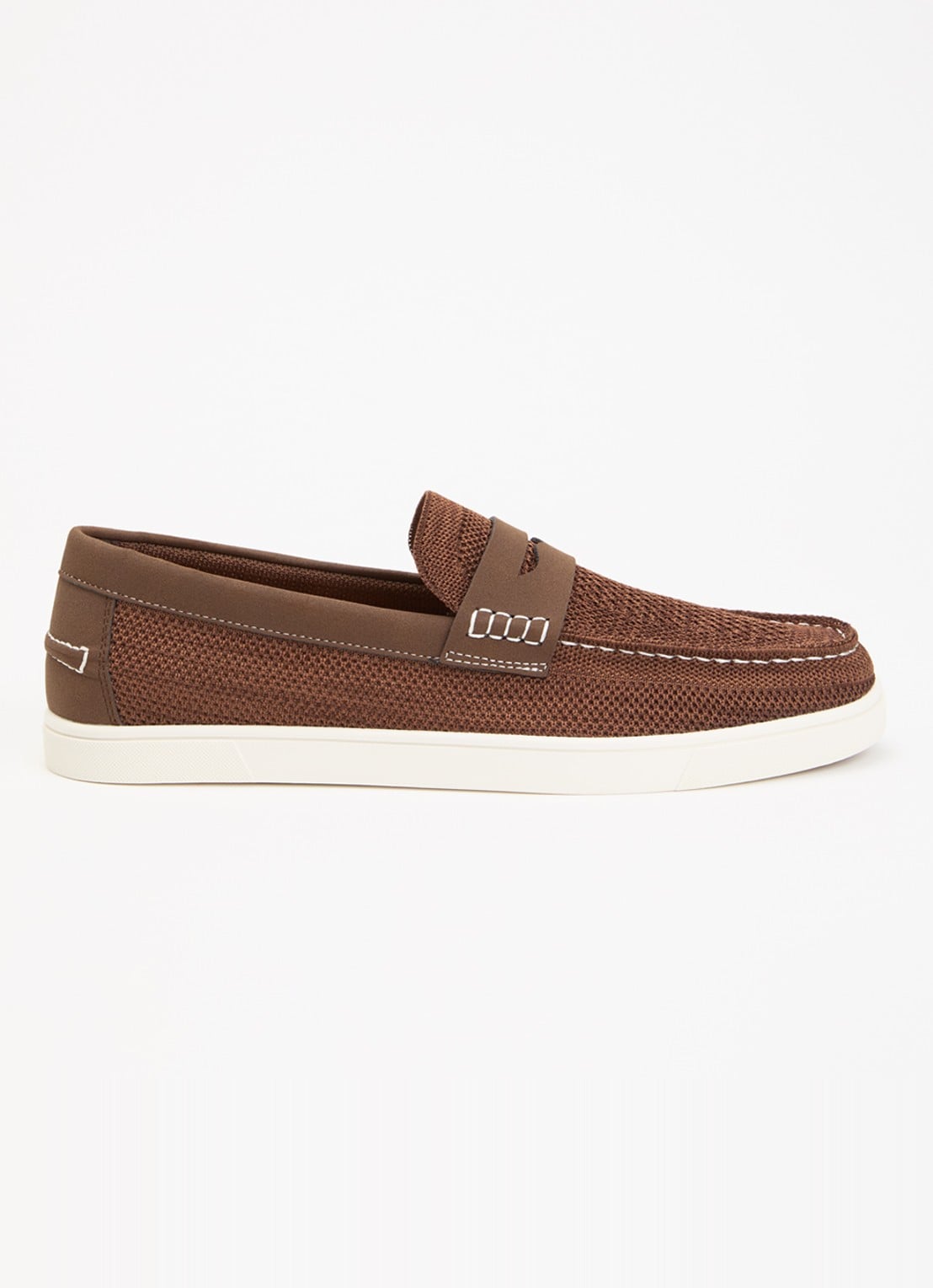 Dune London Benzy loafer met gebreid bovenwerk - voorkant bruin