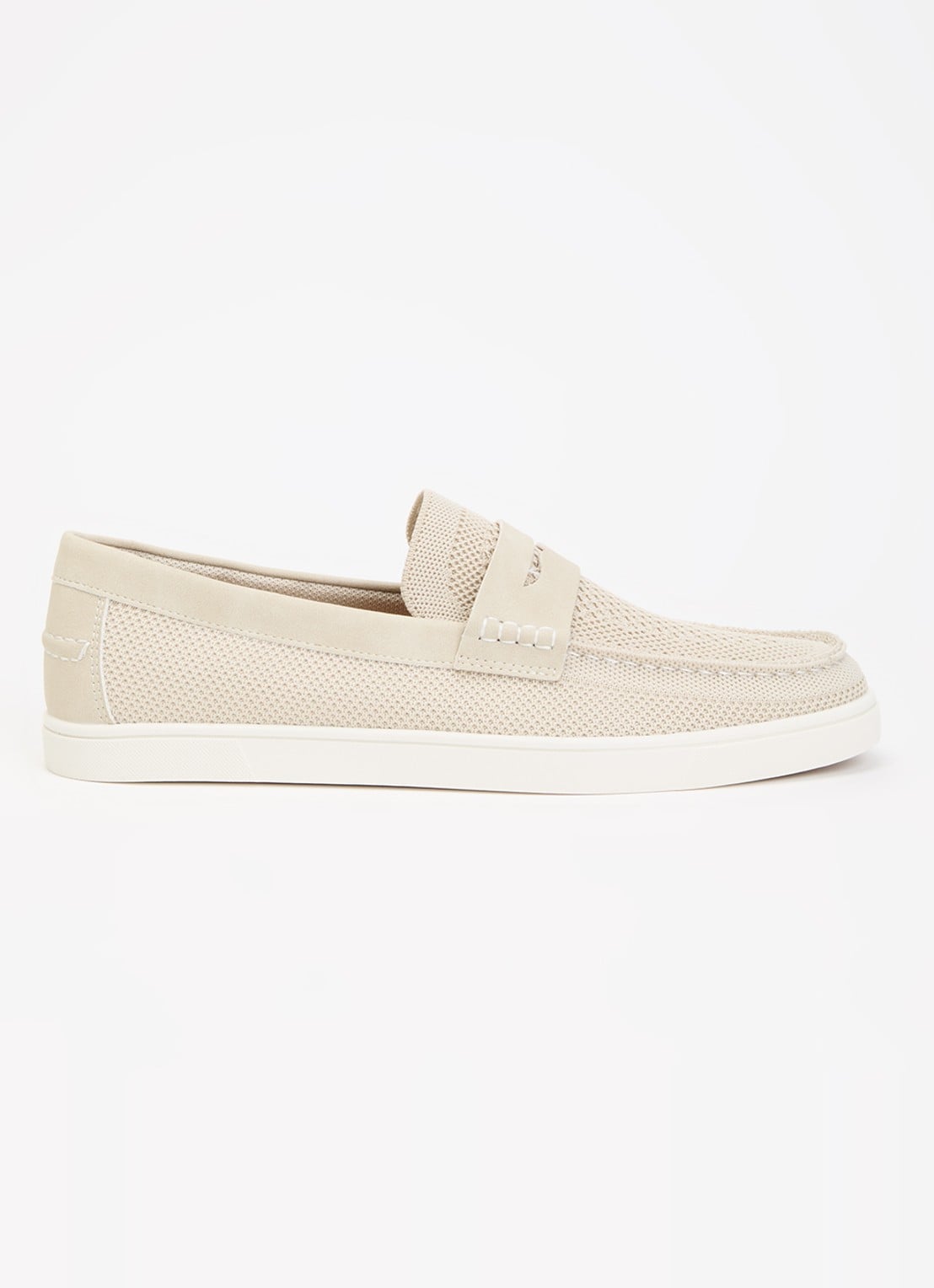 Dune London Benzy loafer met gebreid bovenwerk - voorkant creme