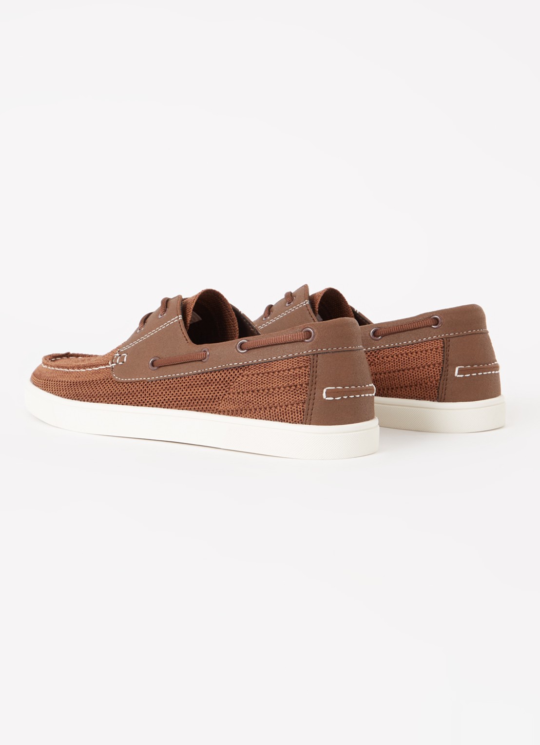 Dune London Blaizerss bootschoen met gebreid bovenwerk - achterkant hazelnootbruin