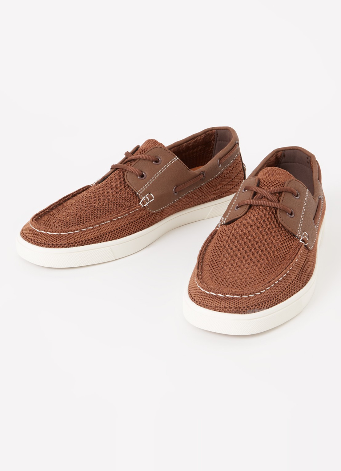 Dune London Blaizerss bootschoen met gebreid bovenwerk - detail 2 hazelnootbruin