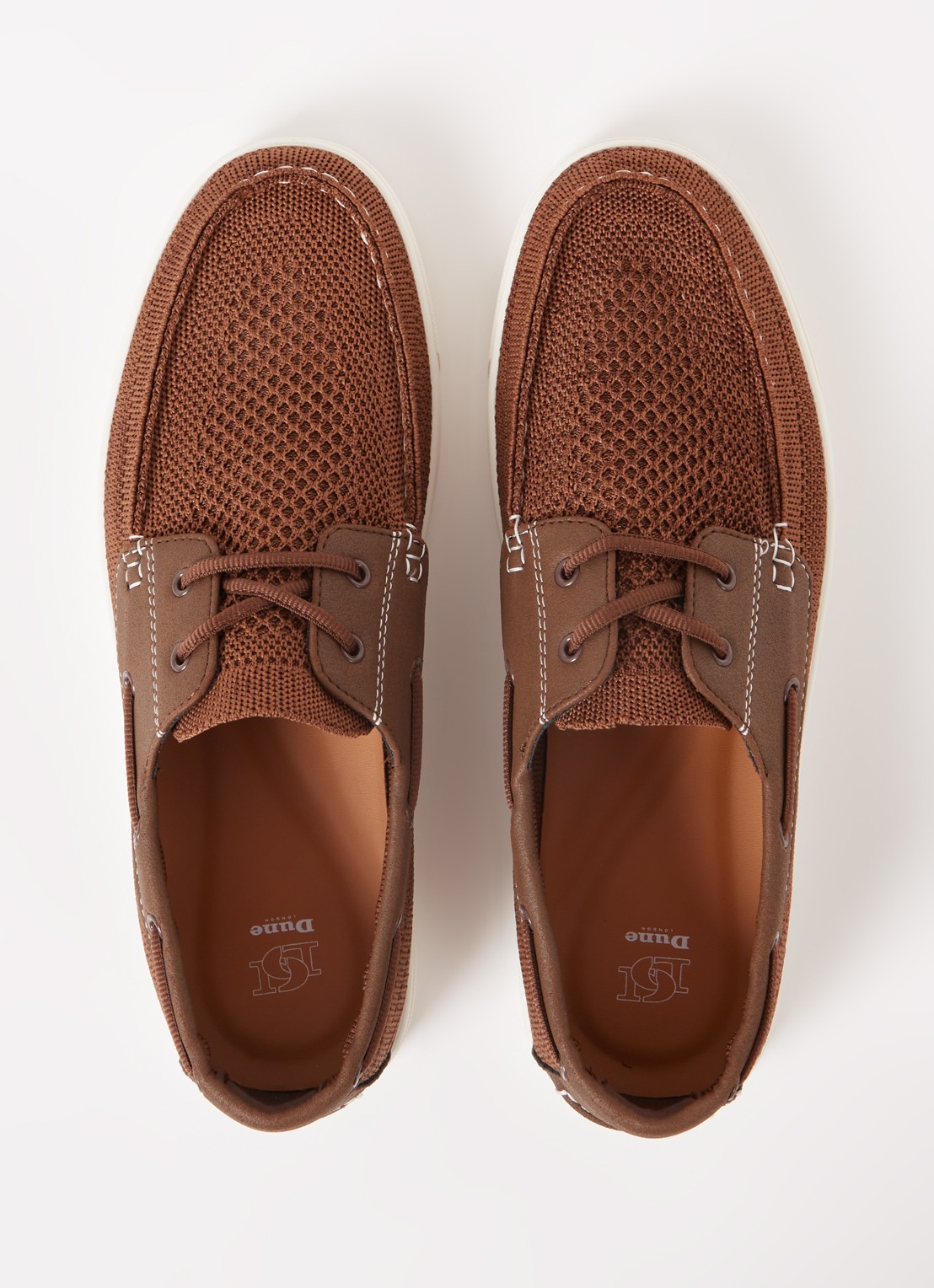 Dune London Blaizerss bootschoen met gebreid bovenwerk - detail 3 hazelnootbruin