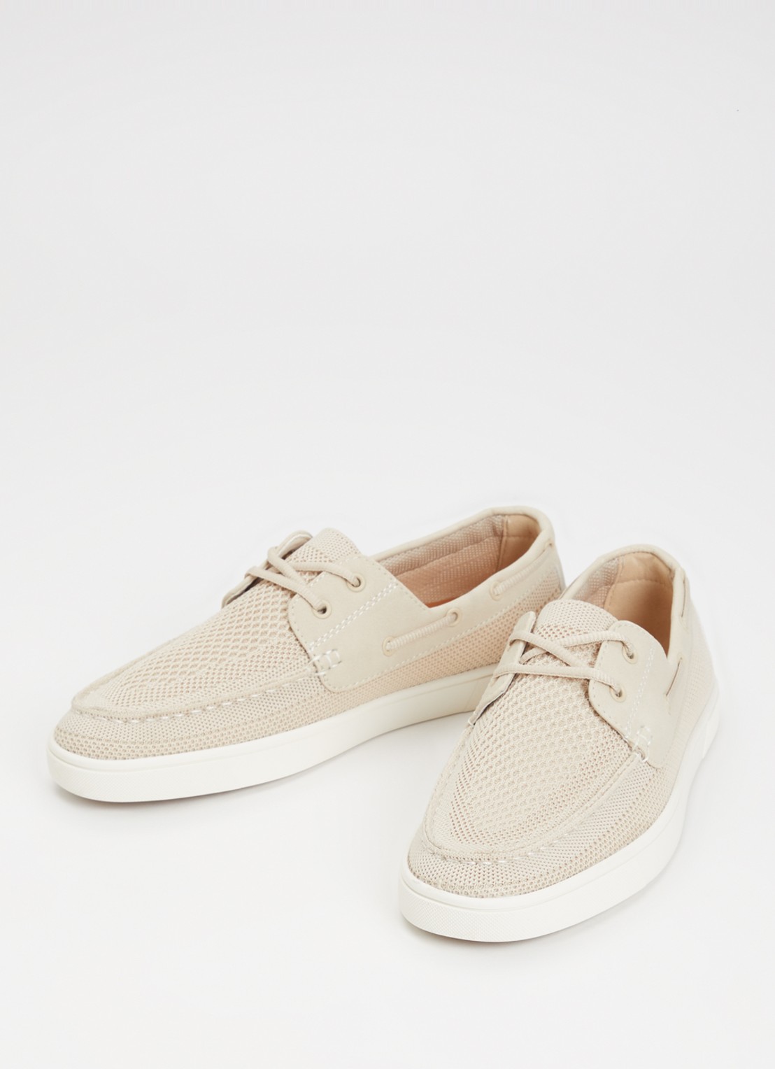 Dune London Blaizerss bootschoen met gebreid bovenwerk - detail 2 creme