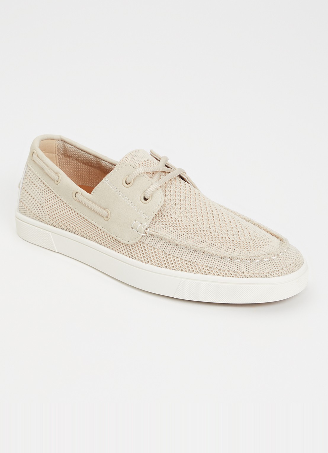Dune London Blaizerss bootschoen met gebreid bovenwerk - voorkant 5 creme