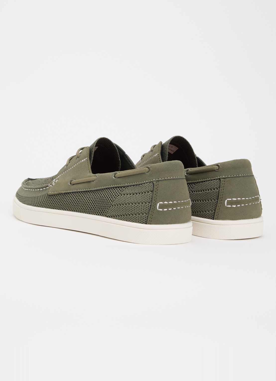Dune London Blaizerss bootschoen met gebreid bovenwerk - achterkant 2 olijfgroen