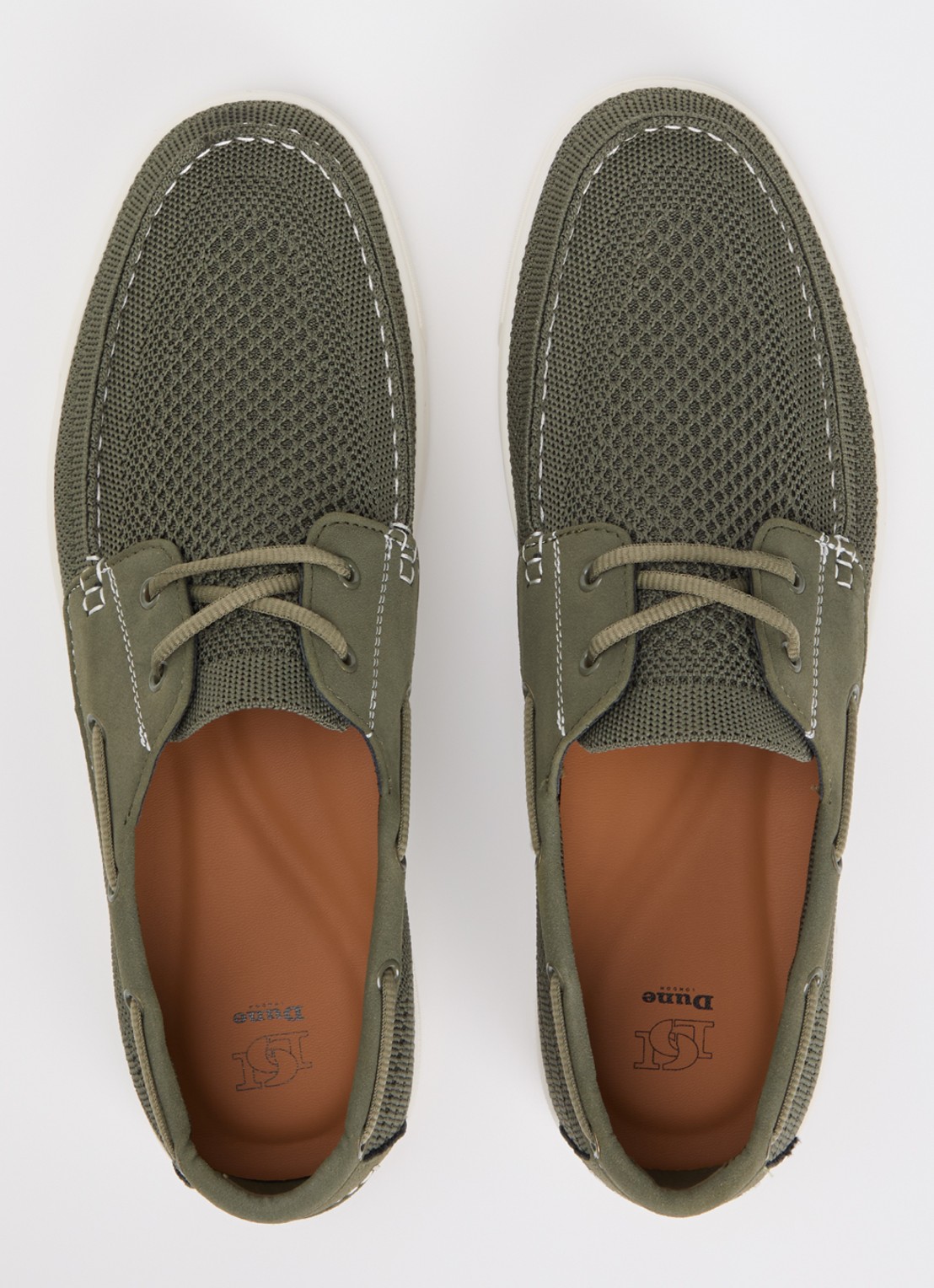 Dune London Blaizerss bootschoen met gebreid bovenwerk - detail 4 olijfgroen