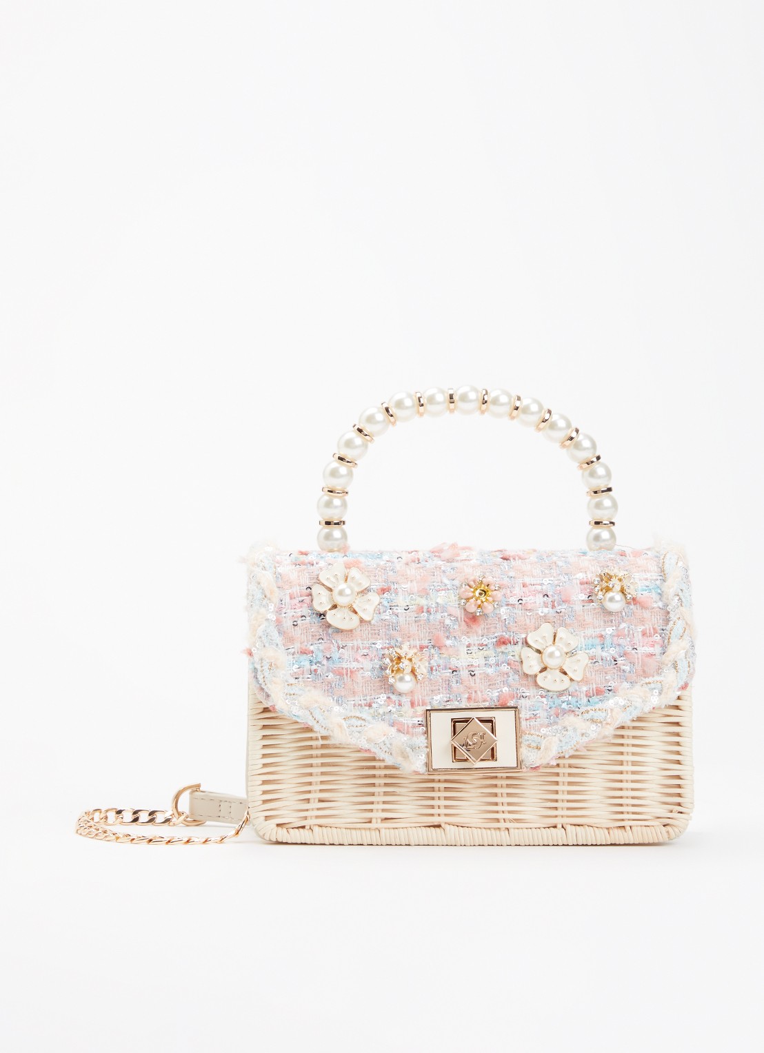 Dune London Blooms crossbodytas met afneembare schouderriem - voorkant roze