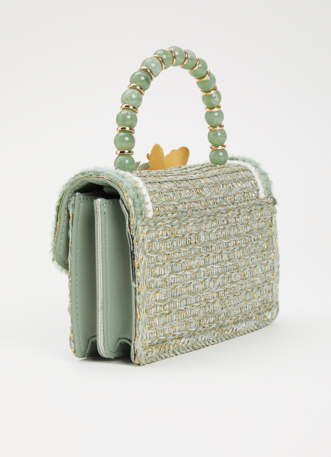 Dune London Blooms crossbodytas met afneembare schouderriem - achterkant lindegroen