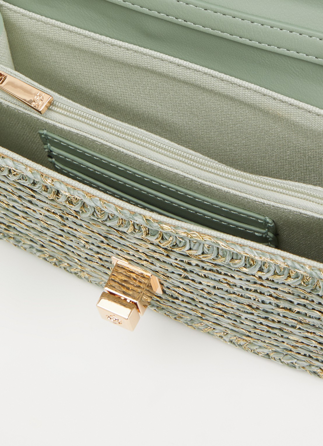 Dune London Blooms crossbodytas met afneembare schouderriem - detail 2 lindegroen
