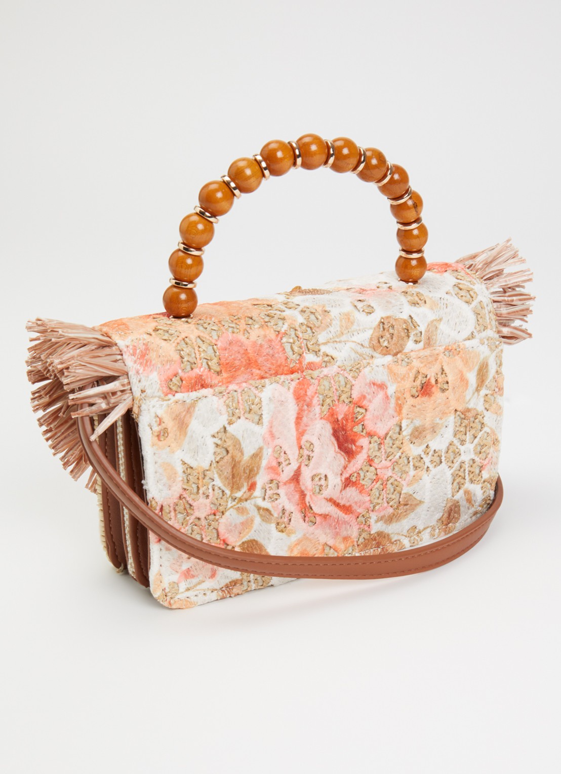 Dune London Blooms crossbodytas met afneembare schouderriem - achterkant oranje