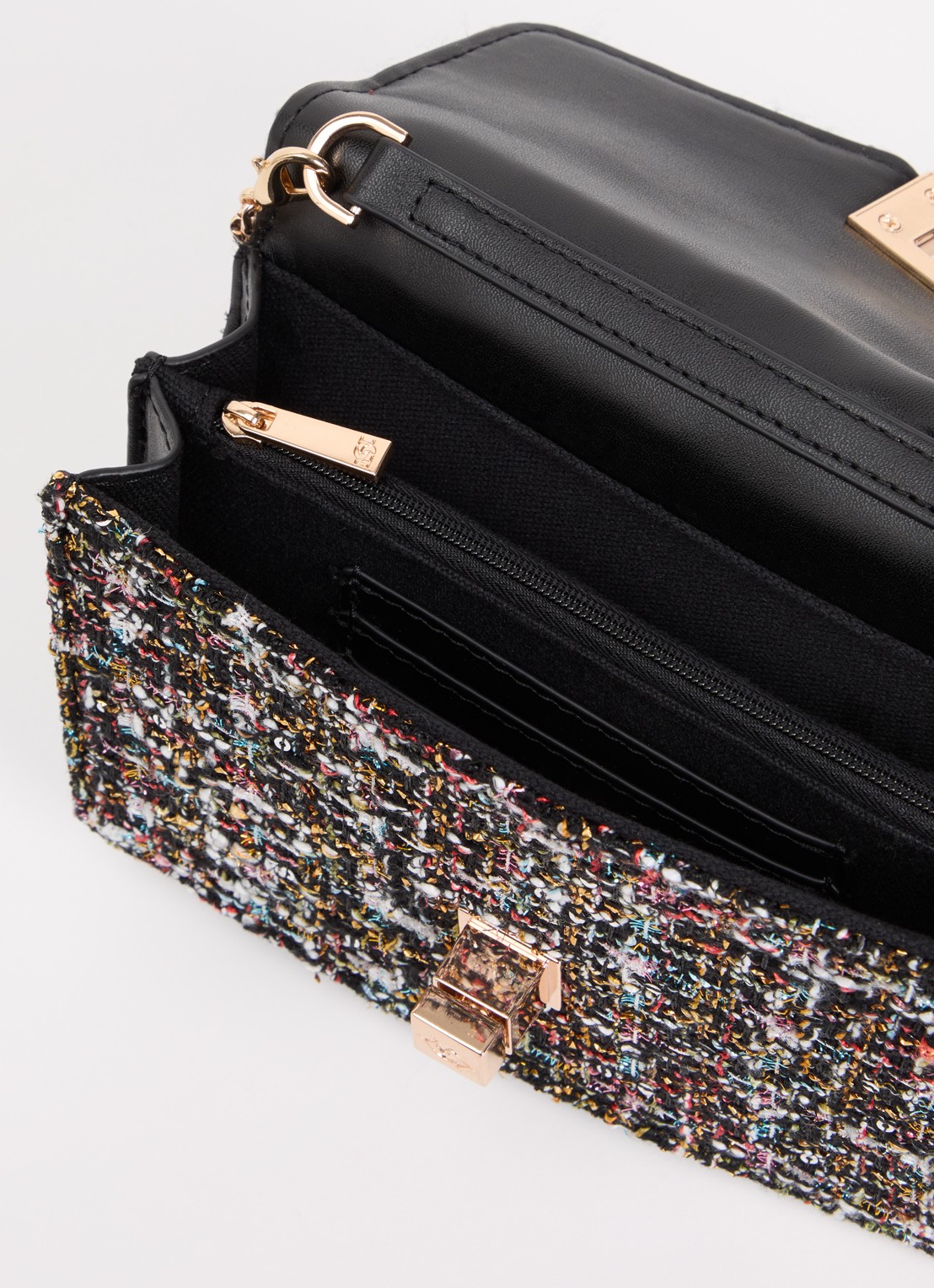 Dune London Blooms crossbodytas met afneembare schouderriem - detail 8 zwart