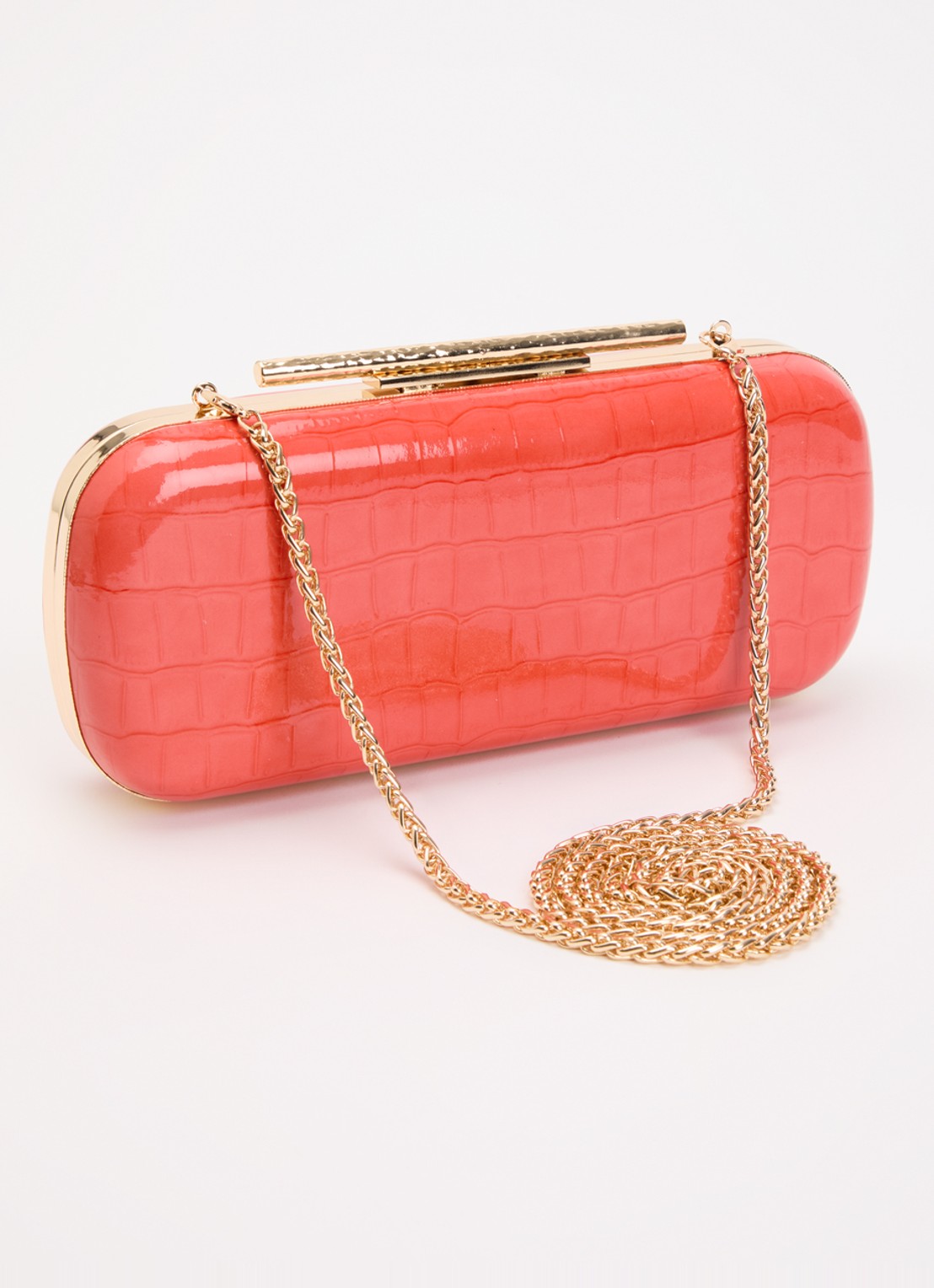 Dune London Body clutch van leer - achterkant 2 koraalroze
