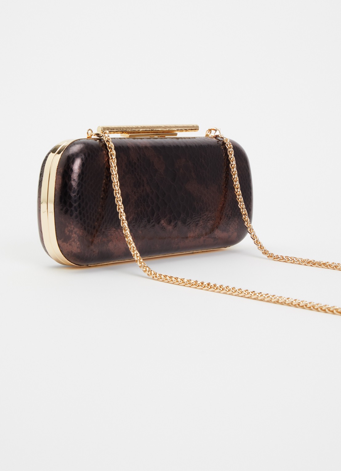 Dune London Body clutch van leer - achterkant 4 donkerbruin