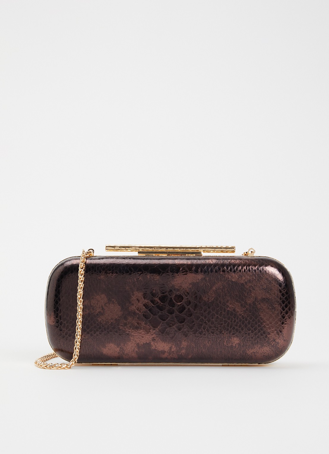 Dune London Body clutch van leer - voorkant 5 donkerbruin