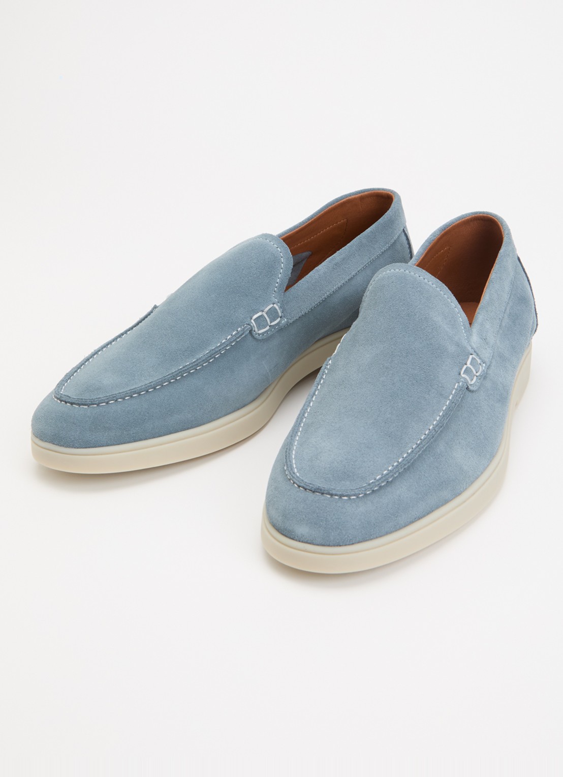 Dune London Boltman loafer van leer - detail lichtblauw