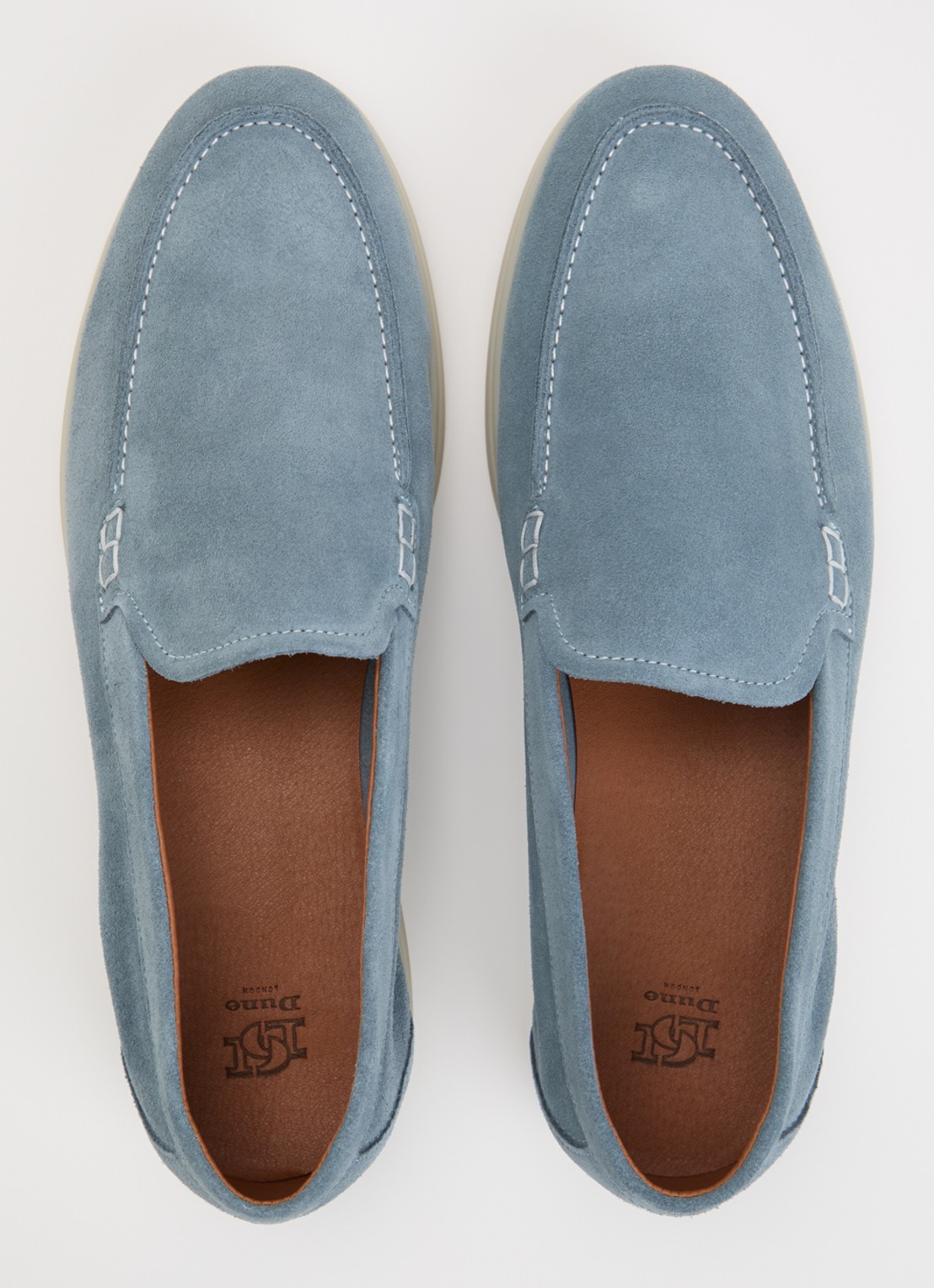 Dune London Boltman loafer van leer - detail 2 lichtblauw