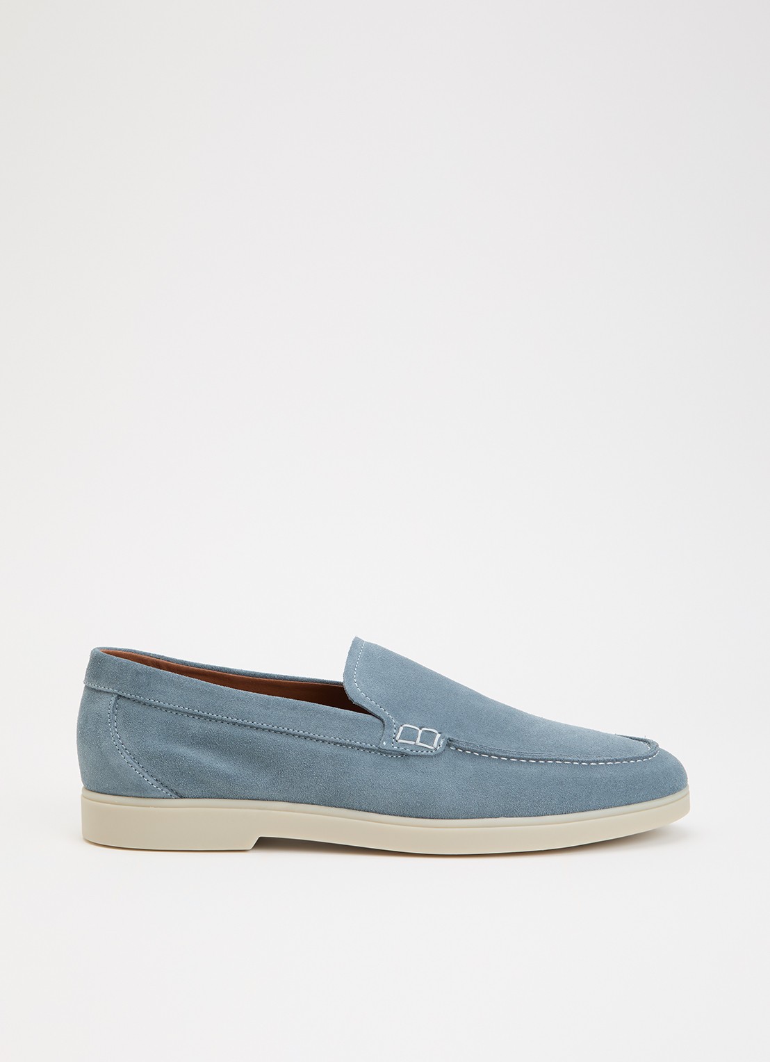 Dune London Boltman loafer van leer - voorkant 5 lichtblauw