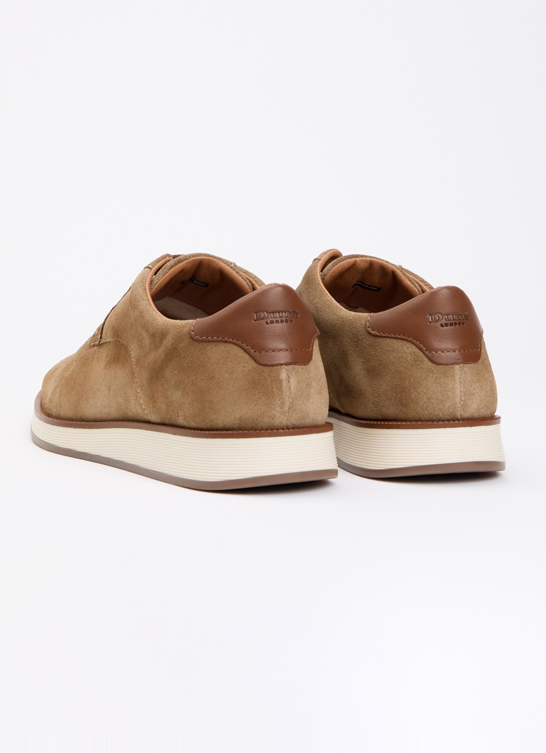 Dune London Bow veterschoen van leer  - achterkant zand