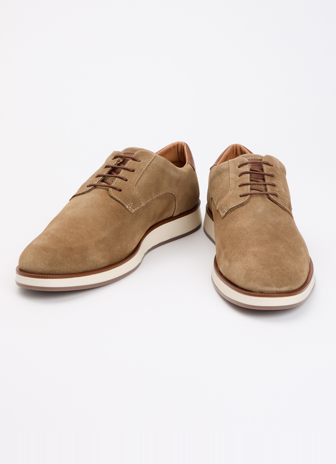 Dune London Bow veterschoen van leer  - detail 3 zand