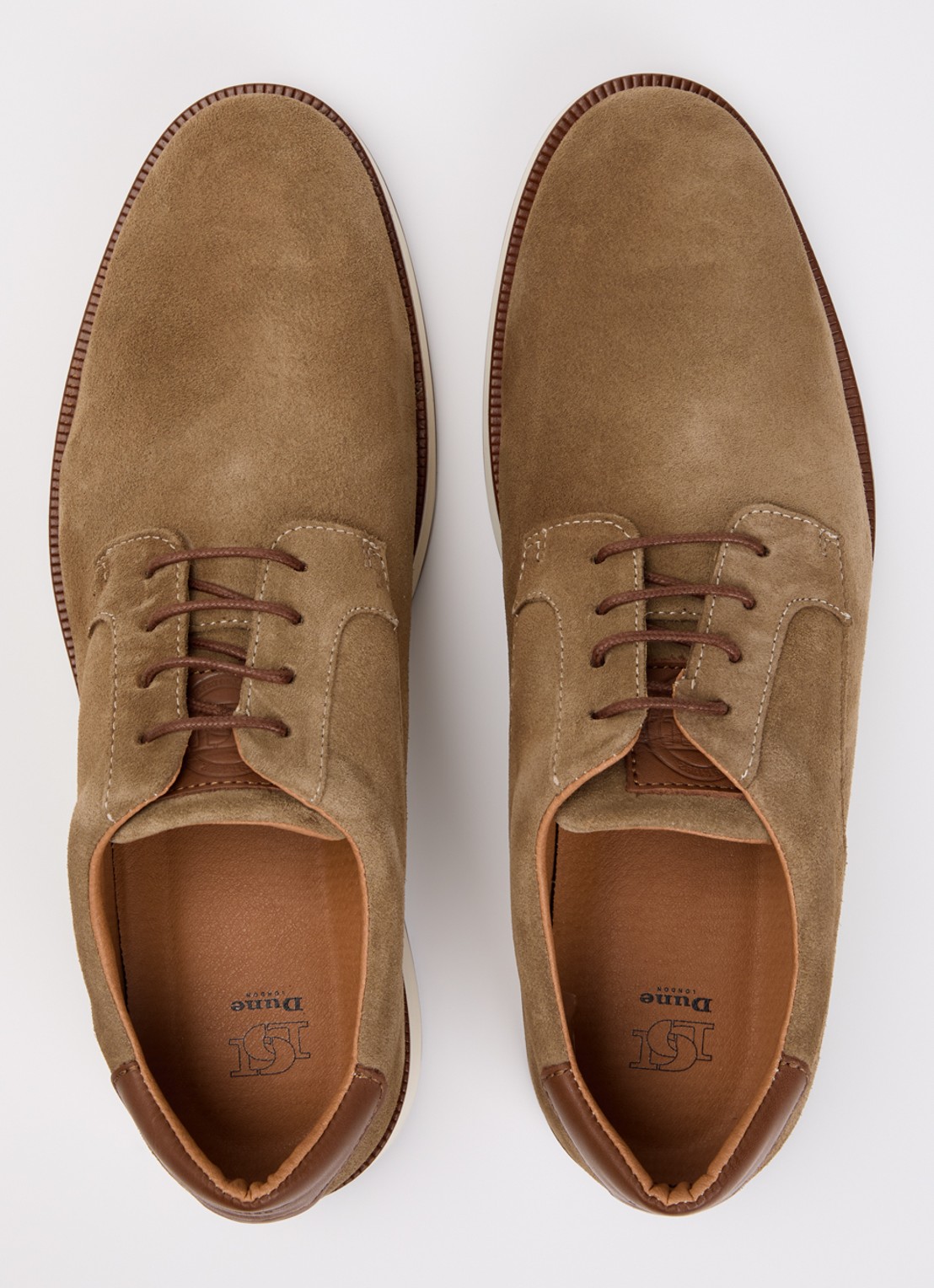 Dune London Bow veterschoen van leer  - detail 4 zand