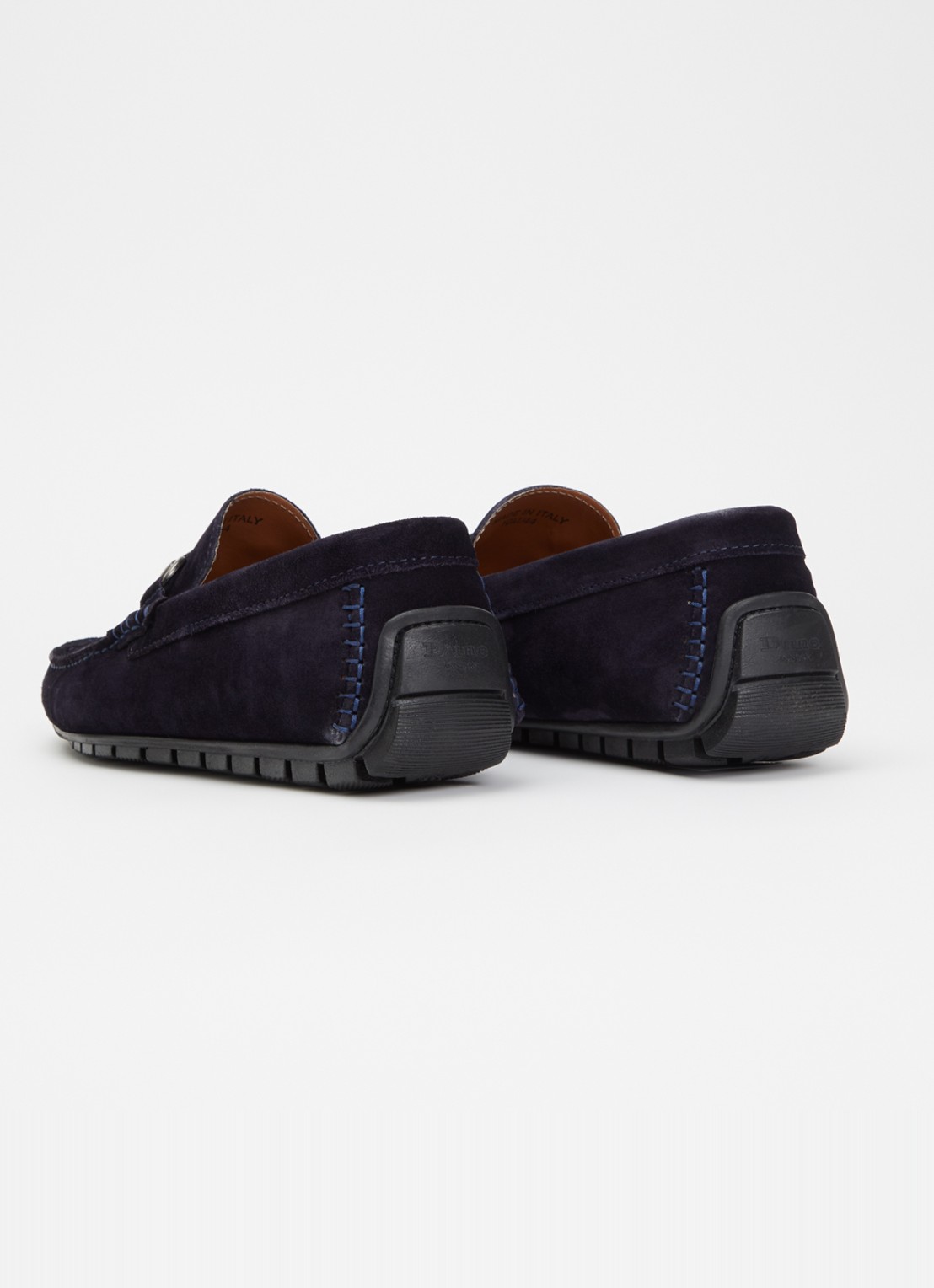 Dune London Brackon mocassin van leer - achterkant donkerblauw