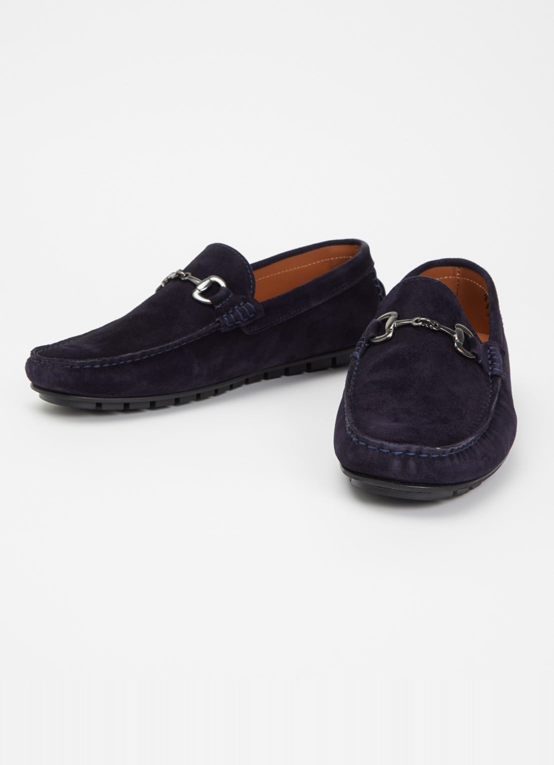 Dune London Brackon mocassins van leer - detail donkerblauw