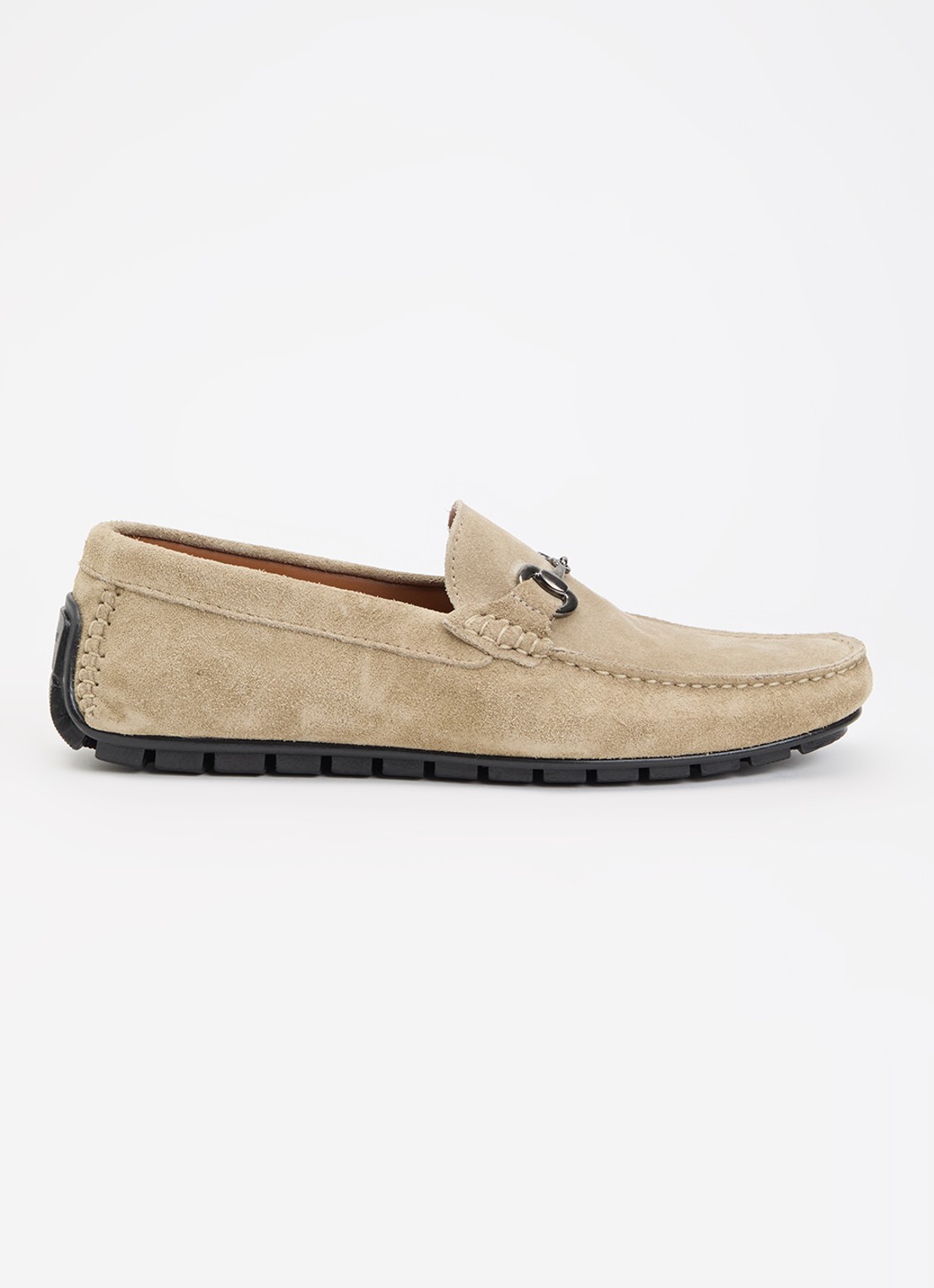 Dune London Brackon mocassins van leer - voorkant 2 taupe