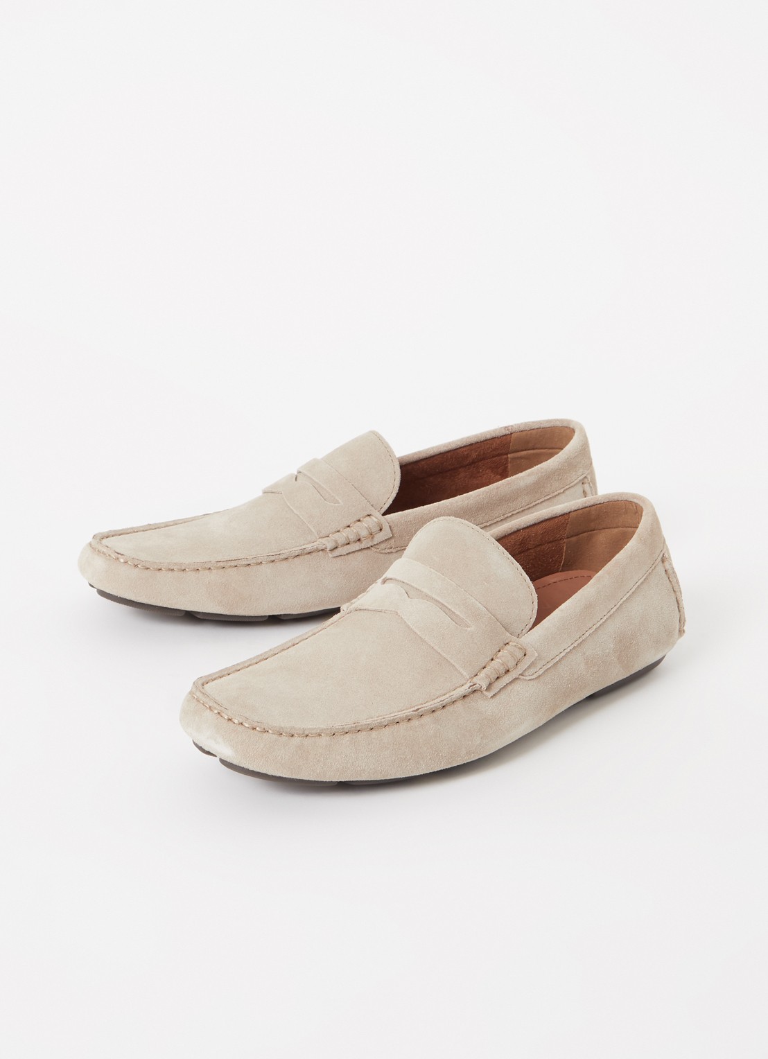 Dune London Bradlay mocassin van suède - detail donkerbeige