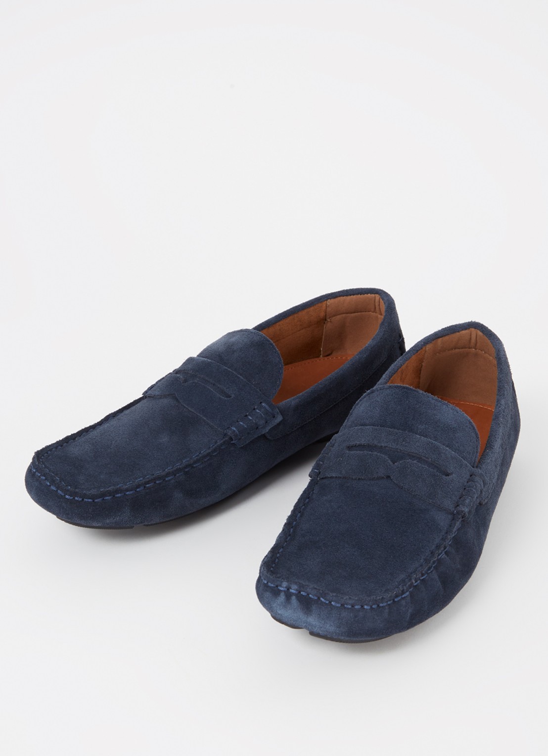 Dune London Bradlay mocassin van suède - detail donkerblauw