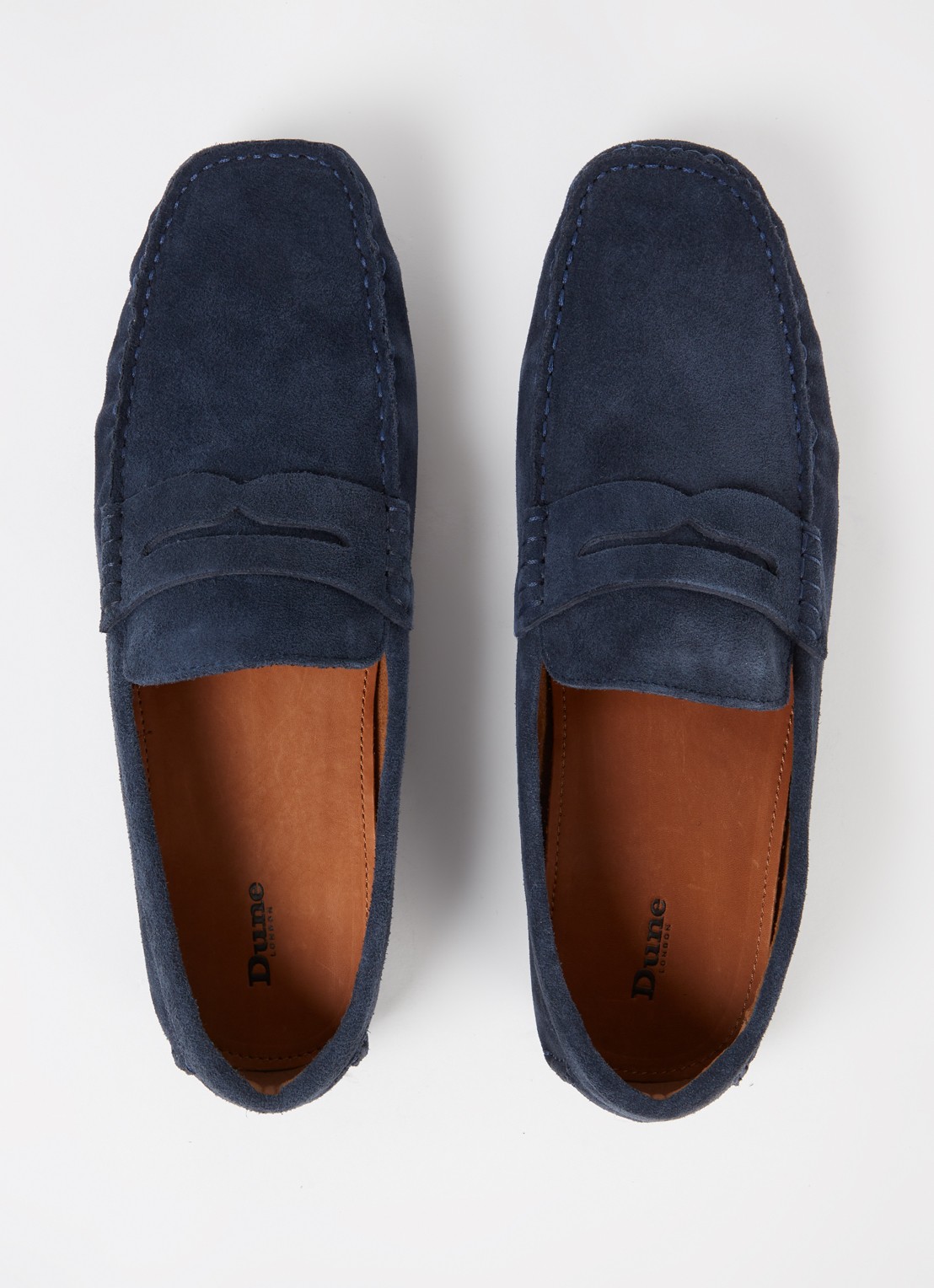 Dune London Bradlay mocassin van suède - detail 2 donkerblauw