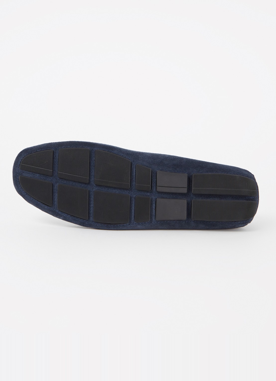 Dune London Bradlay mocassin van suède - detail 3 donkerblauw