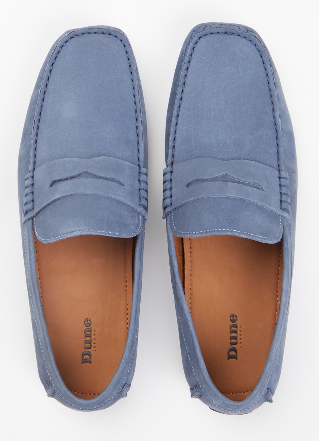 Dune London Bradlay mocassin van suède - detail 3 staalblauw