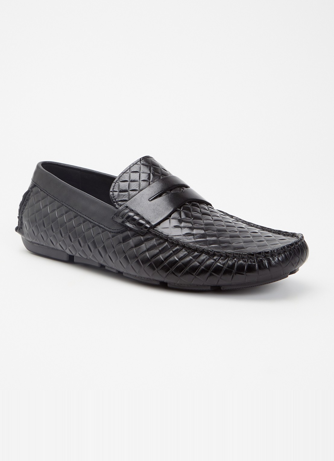 Dune London Bradlay moccasin van leer - voorkant zwart