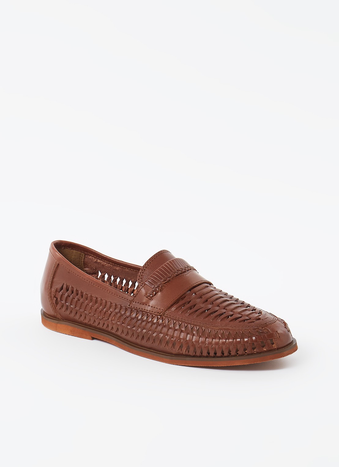 Dune London Brickles loafer van leer - voorkant 5 bruin