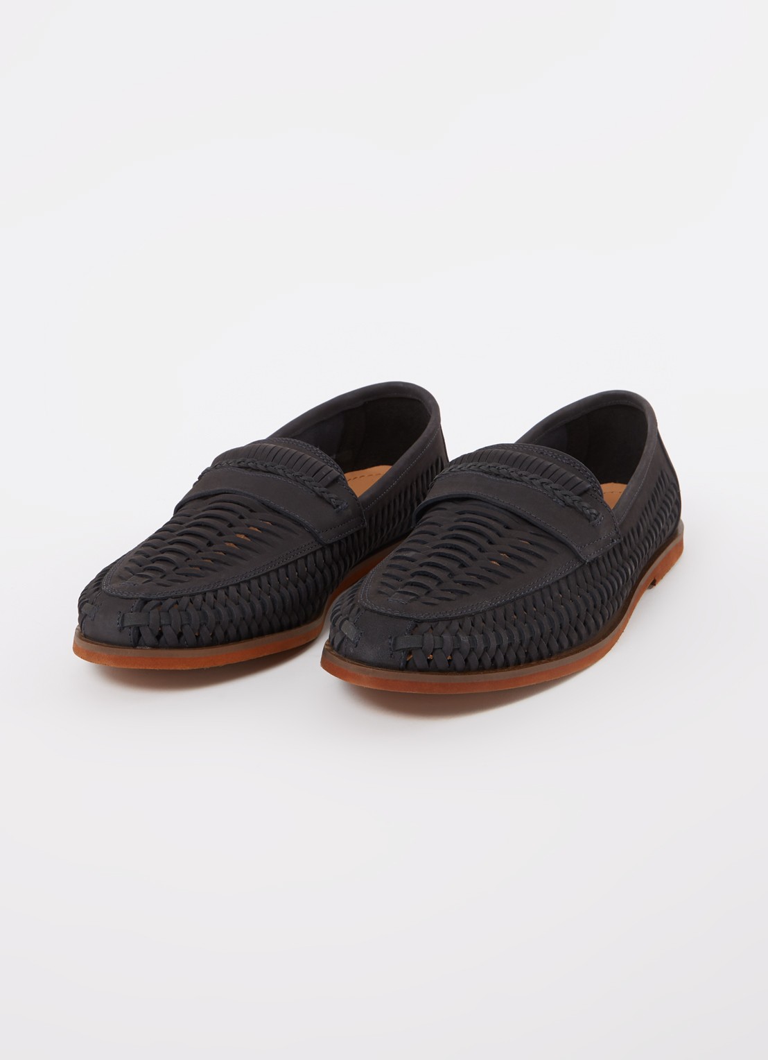 Dune London Brickles loafer van leer - detail donkerblauw