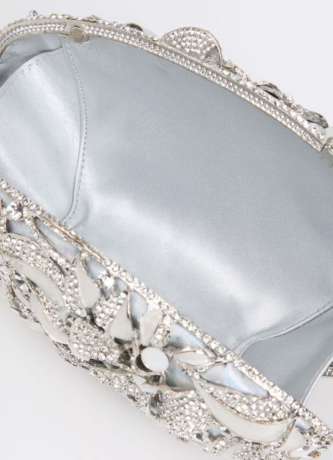 Dune London Brides clutch met strass en afneembare schouderriem - detail zilver