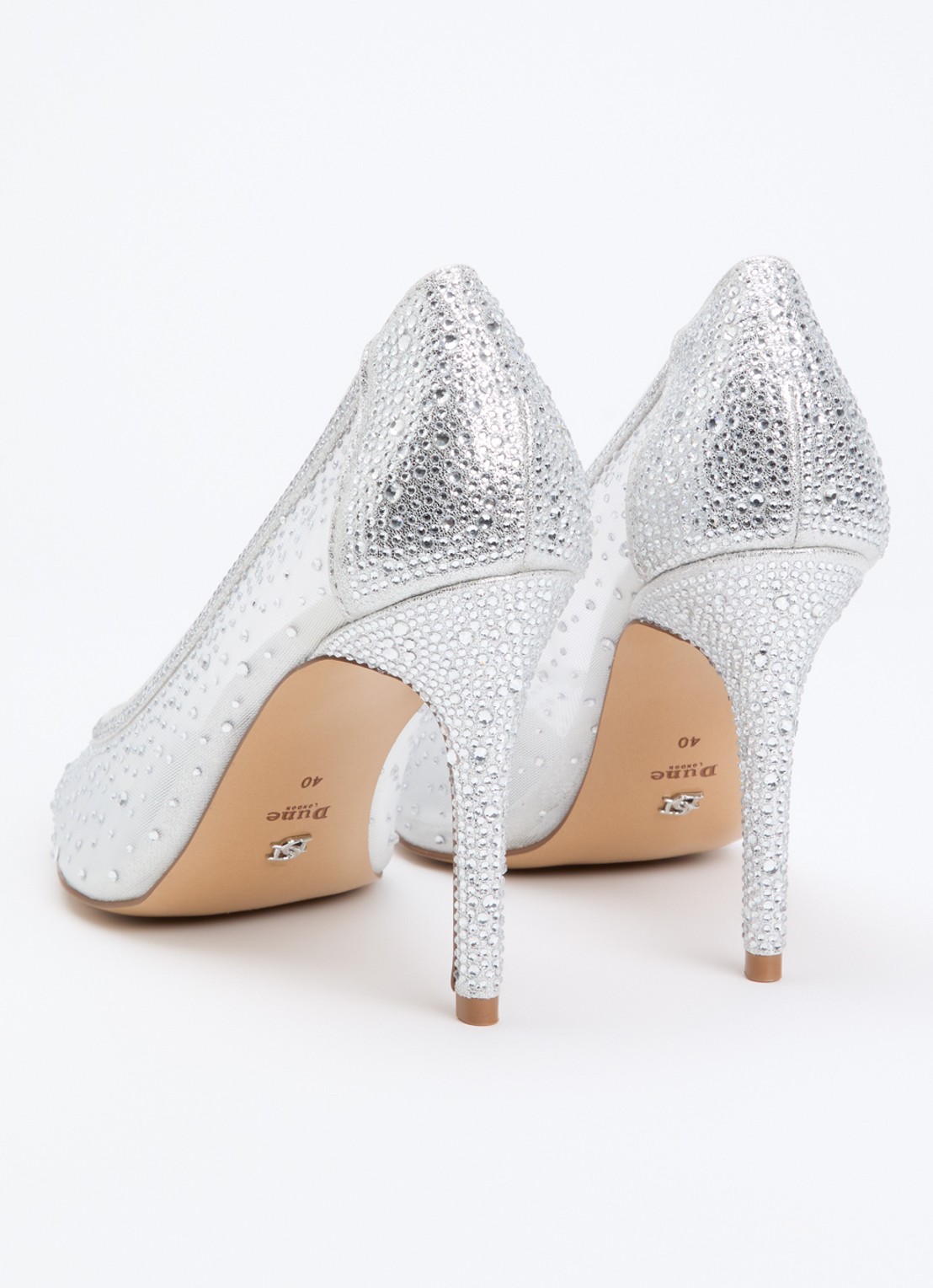 Dune London Brightest pump van mesh met strass - achterkant 5 zilver