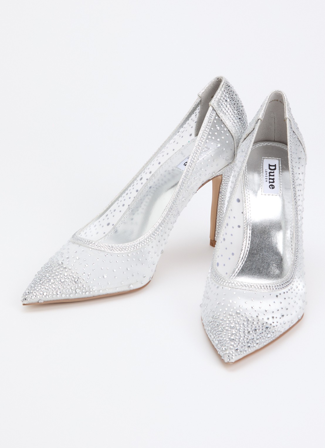 Dune London Brightest pump van mesh met strass - detail 2 zilver
