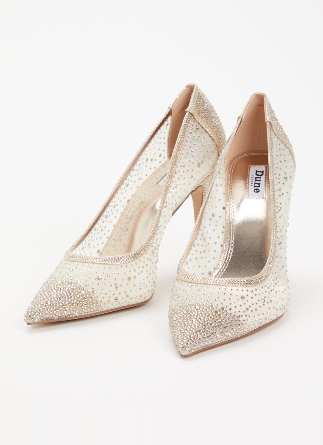 Dune London Brightest pump van mesh met strass - detail 3 goud