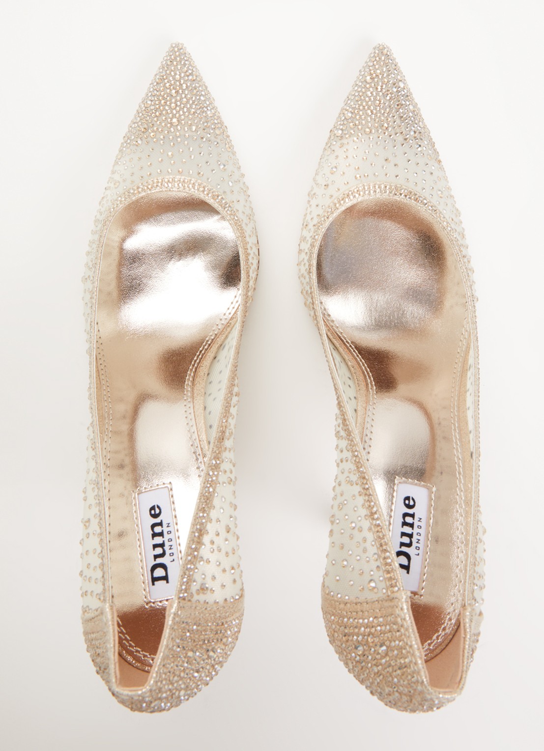 Dune London Brightest pump van mesh met strass - detail 4 goud