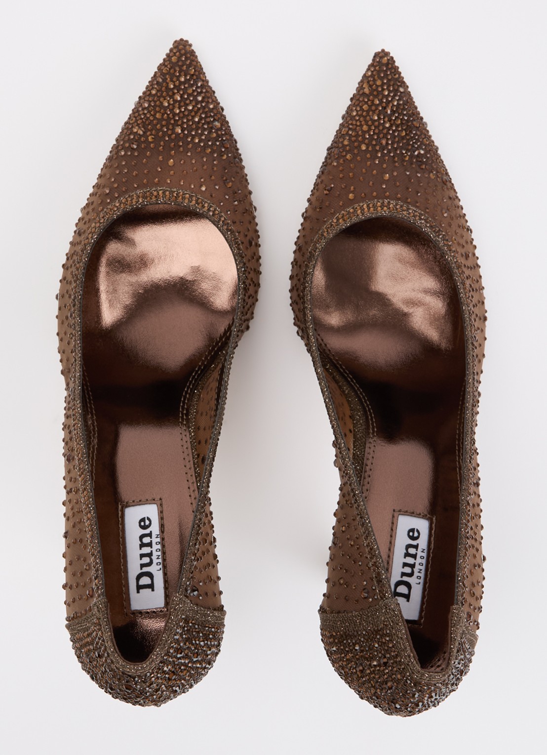 Dune London Brightest pump van mesh met strass - detail 3 donkerbruin